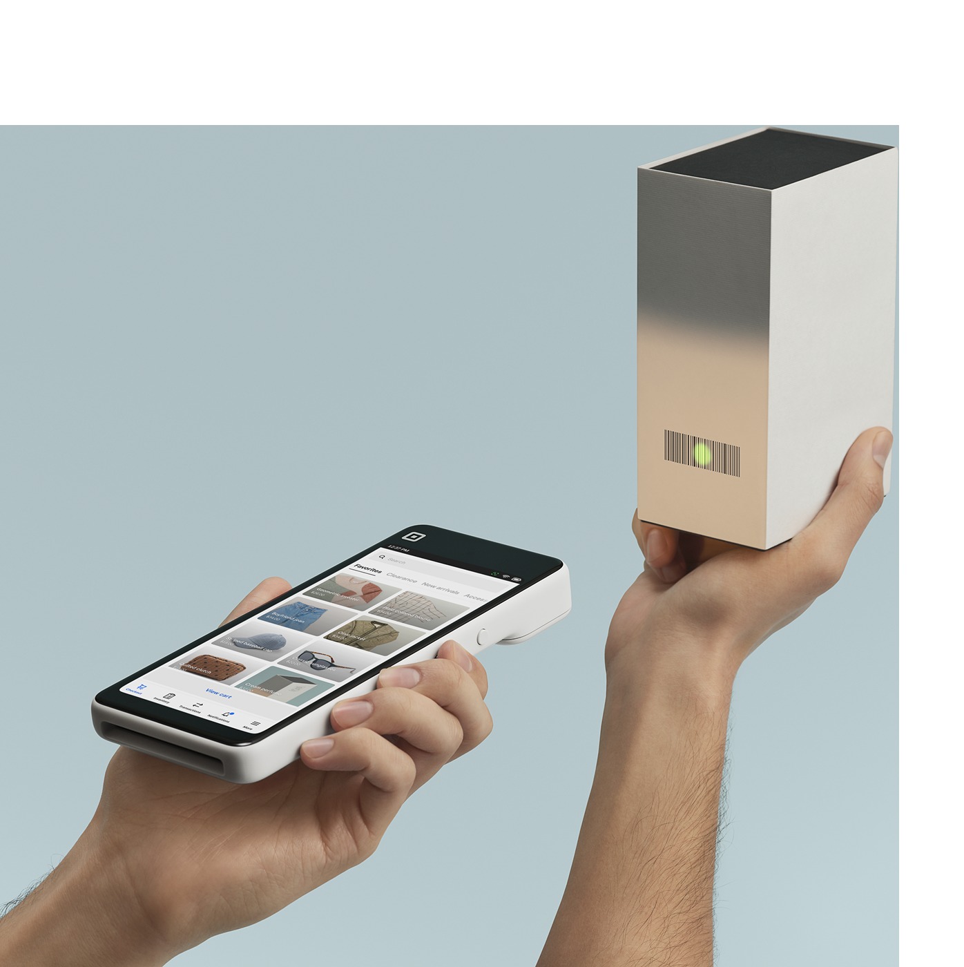 Square Handheld scanning a product barcode
